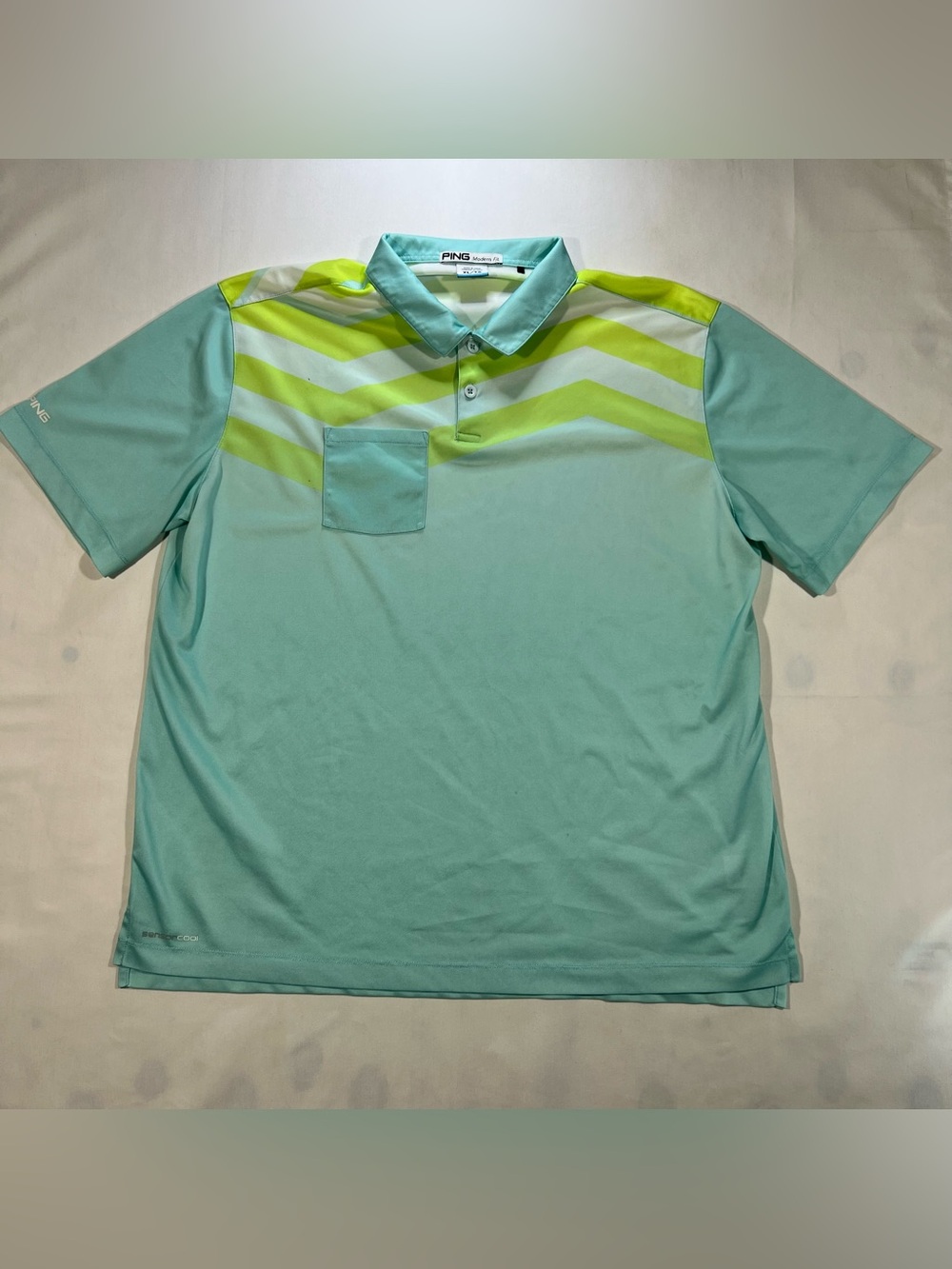 Ping Golf Polo Shirt Sensor Cool Short Sleeve Mens LT Green Striped